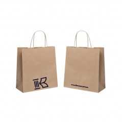 Bolsa de papel kraft personalizada con asa reforzada- 22x9x23cm. 1 color, 2 lados