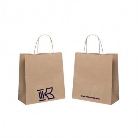 Bolsa de papel kraft personalizada con asa reforzada- 22x9x23cm. 1 color, 2 lados