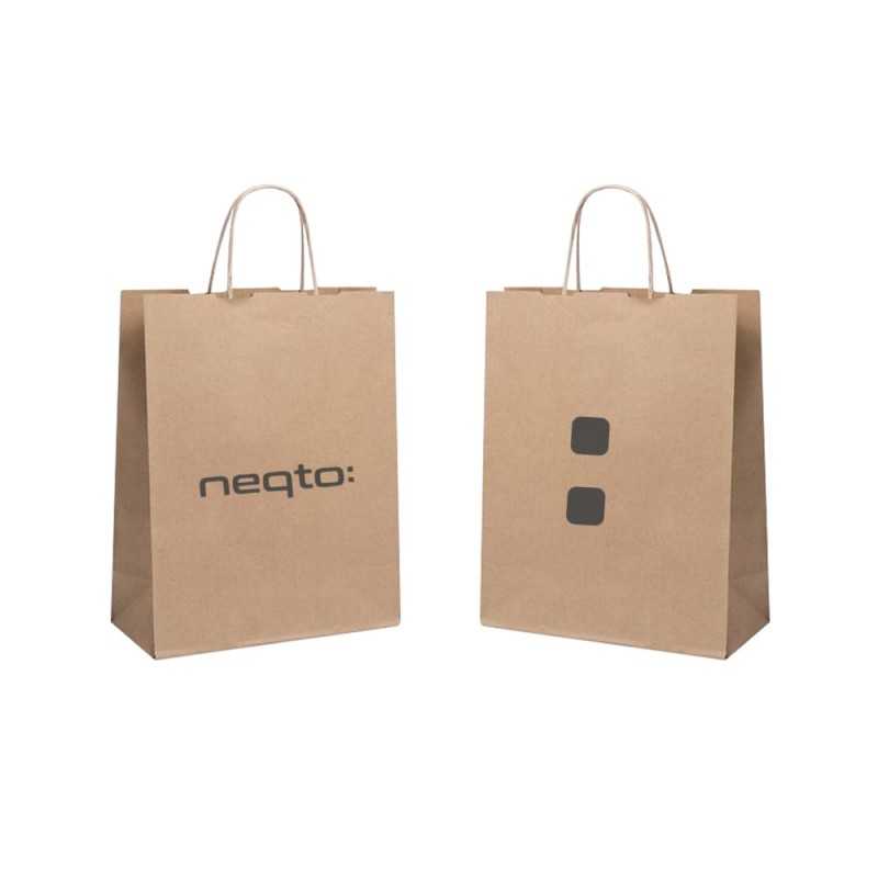 Bolsa de papel kraft personalizada con asa reforzada- 25x11x31cm. 1 color, 2 lados
