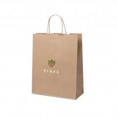 Bolsa de papel kraft personalizada con asa reforzada- 25x11x31cm. Cuatricomía, 1 lado