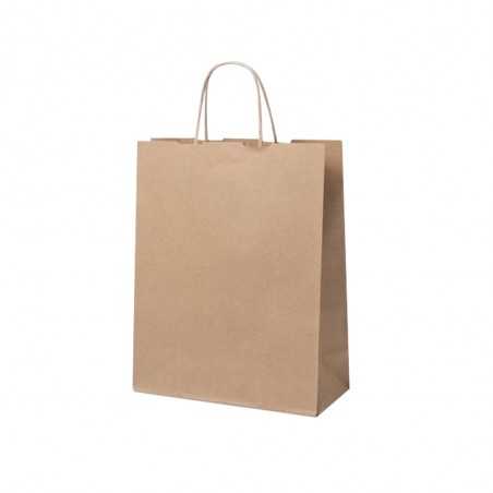 Bolsa de papel kraft personalizada con asa reforzada- 25x11x31cm. Cuatricomía, 1 lado