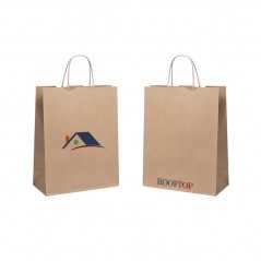 Bolsa de papel kraft personalizada con asa reforzada- 25x11x31cm. Cuatricomía, 2 lados