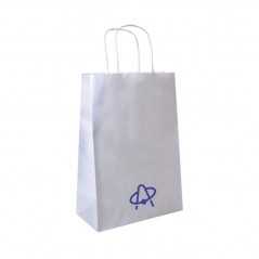 Bolsa personalizada papel blanco con asas reforzadas- 32x16x43cm. A 1 color, 1 lado