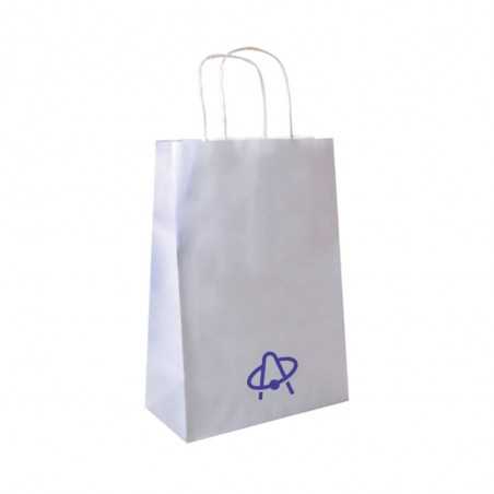 Bolsa personalizada papel blanco con asas reforzadas- 32x16x43cm. A 1 color, 1 lado