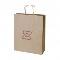 Bolsa papel kraft personalizada con asa reforzada- 32x12x40cm. A 1 color en un lado