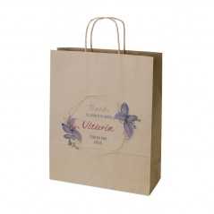 Bolsa personalizada de papel kraft con asa reforzada- 32x12x40cm. Cuatricomía, 1 lado
