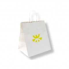 Bolsa personalizada blanca con asa reforzada - 26x20x27cm. Marcada 1 color en un lado