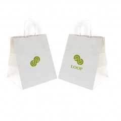 Bolsa personalizada blanca con asa reforzada - 26x20x27cm. Marcada 1 color a dos lados