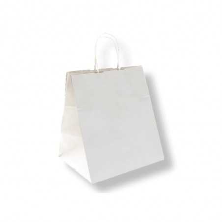 Bolsa personalizada blanca con asa reforzada - 26x20x27cm. Marcada 1 color a dos lados