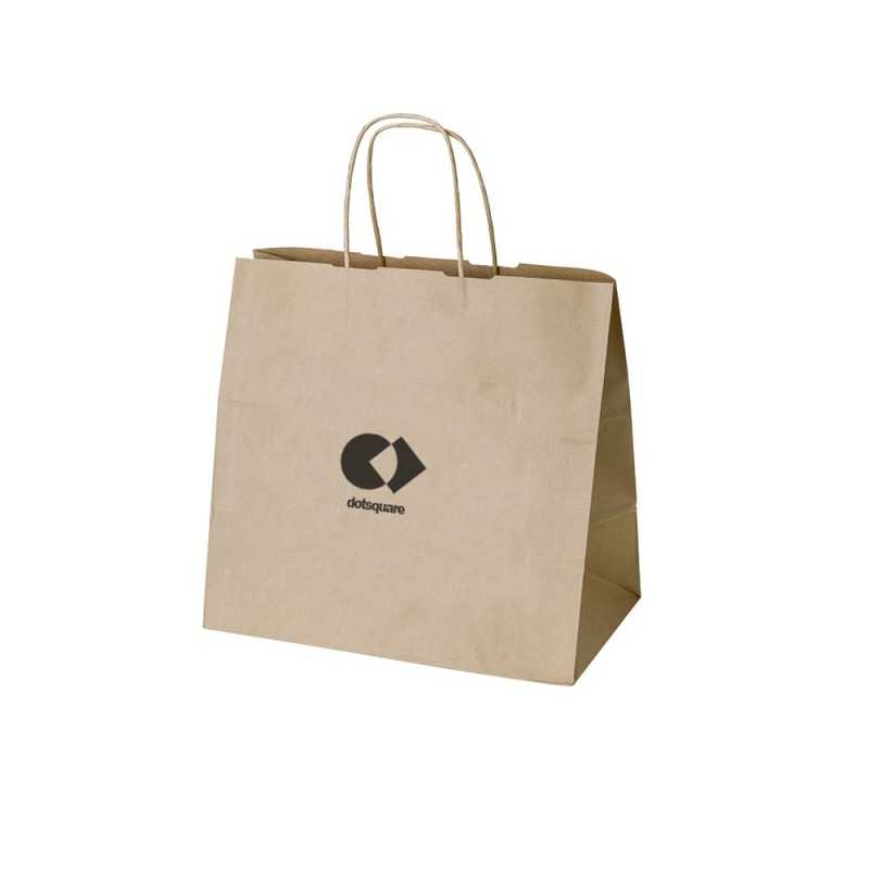 Bolsa personalizada kraft con asa reforzada - 30x18x29cm. A un color, un lado