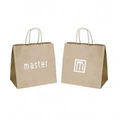 Bolsa personalizada kraft con asa reforzada - 30x18x29cm. Marcada 1 color a dos lados