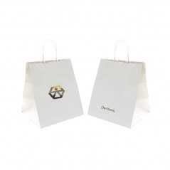 Bolsa personalizada blanca con asa reforzada - 26x20x27cm. Cuatricomía, a dos lados