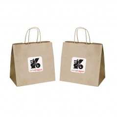 Bolsa personalizada kraft con asa reforzada - 30x18x29cm. Impresión a todo color, 2 lados