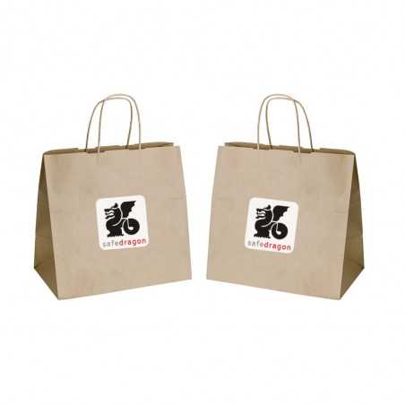 Bolsa personalizada kraft con asa reforzada - 30x18x29cm. Impresión a todo color, 2 lados