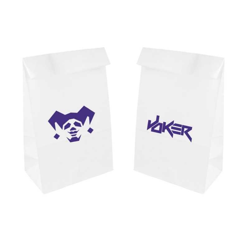 Bolsa pequeña personalizada de papel blanca sin asa - 14x8x24cm. Marcada 1 color a dos lados