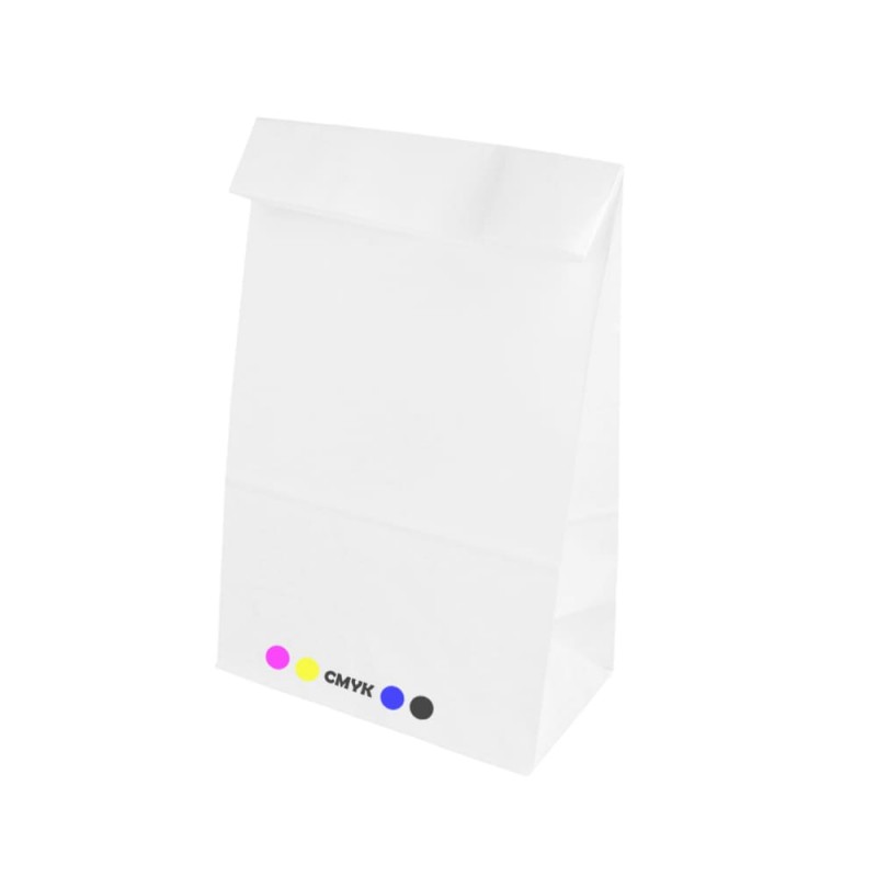 Bolsa pequeña personalizada de papel blanca sin asa - 14x8x24cm. Impresión a todo color a un lado
