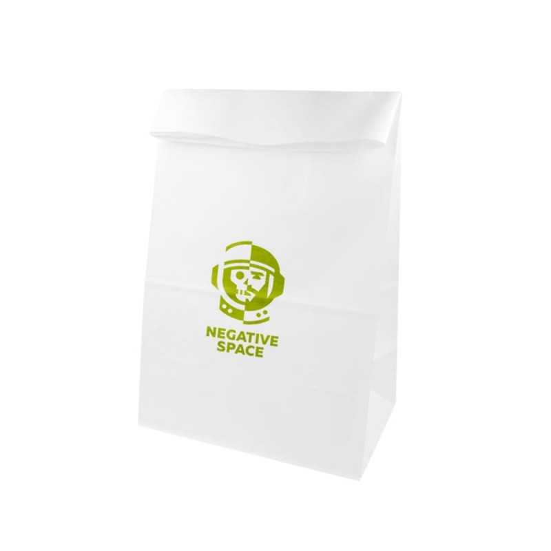 Bolsa mediana personalizada de papel blanco sin asa - 20x9x34,5cm. Marcada 1 color en un lado