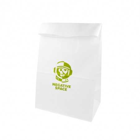 Bolsa mediana personalizada de papel blanco sin asa - 20x9x34,5cm. Marcada 1 color en un lado