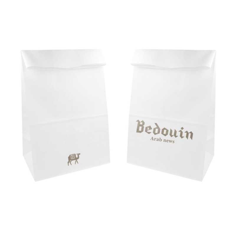 Bolsa mediana personalizada de papel blanco sin asa - 20x9x34,5cm. Marcada 1 color a dos lados