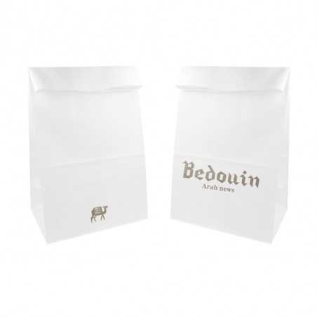 Bolsa mediana personalizada de papel blanco sin asa - 20x9x34,5cm. Marcada 1 color a dos lados