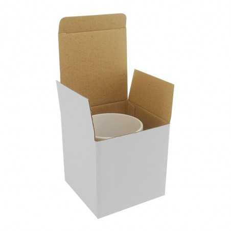 Caja personalizada de cartón blanca taza. 10x10x10cm. 1 color, 1 cara