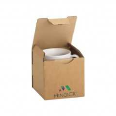 Caja personalizada de cartón Kraft para taza. 10x10x10cm. 4 colores, 1 cara