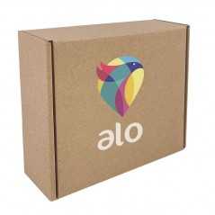 Caja personalizada de cartón marrón. 20x15x6cm. 4 colores, 1 cara