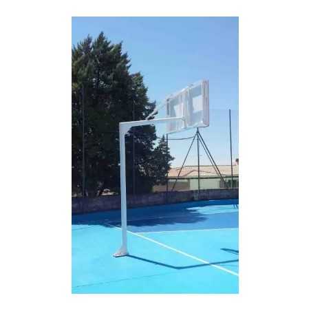 Juego canastas baloncesto monotubo new tubo 114 mm fijas -sin tablero, aro- con base de anclaje