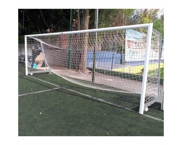 Juego porterías aluminio fútbol 7 120X100 mm abatibles con arquillos cincados