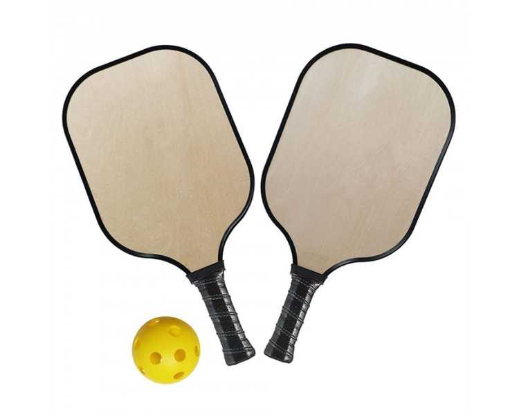 Juego palas pickleball madera con pelota y funda