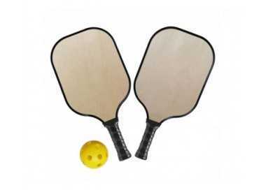Juego palas pickleball madera con pelota y funda
