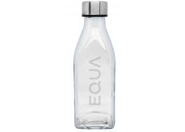 Botella cristal personalizada cuadrada de 1l, tapón plata - 8,8x25cm. Marcada Laser