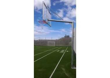 Juego canastas galvanizadas baloncesto monotubo new tubo 114 mm fijas con base anclaje -sin tablero,aro-