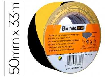 Cinta adhesiva tarifold seguridad para marcaje y señalización de suelo 33 mt x 50 mm color negro/amarillo