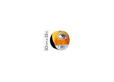 Cinta adhesiva tarifold seguridad para marcaje y señalización de suelo 33 mt x 50 mm color negro/amarillo