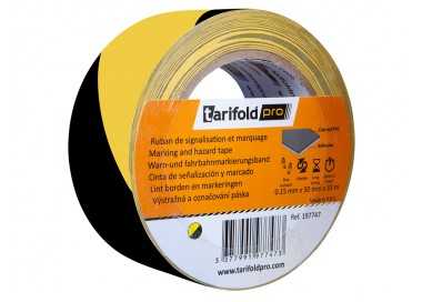 Cinta adhesiva tarifold seguridad para marcaje y señalización de suelo 33 mt x 50 mm color negro/amarillo