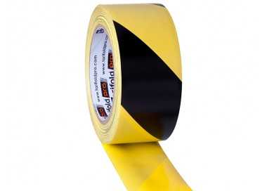 Cinta adhesiva tarifold seguridad para marcaje y señalización de suelo 33 mt x 50 mm color negro/amarillo