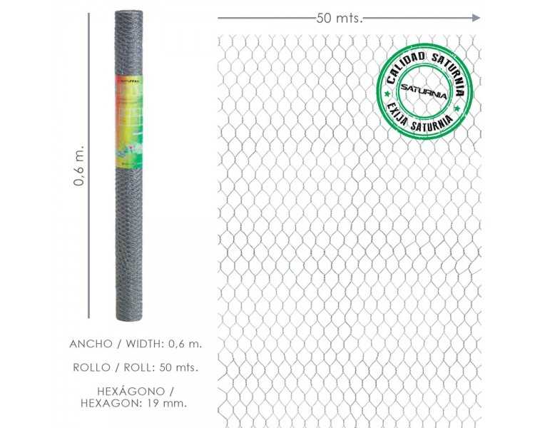 Enrejado Triple Torsion 19/  60 cm. Rollo 50 Metros Uso Domestico
