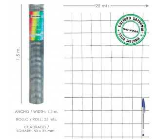 Malla Electrosoldada Galvanizada 50x25 / 2,00 / 150 cm. GA Rollo 25 metros.