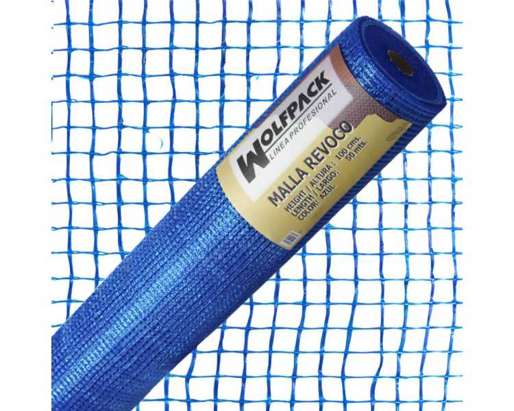 Malla Revoco Azul Rollo 50 mt. x 1 metro. Luces 10x10 mm.