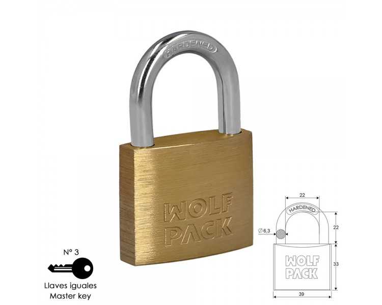 Candado Laton Arco Normal Llaves Iguales 40 mm. Nº3