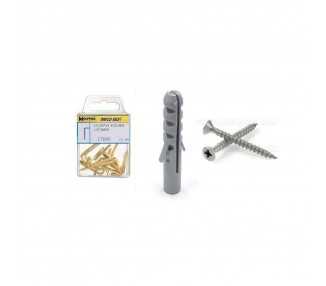 Taco Nº 5 Con Tornillos Cabeza Plana Zincada 3,5x30 mm.  12 unidades