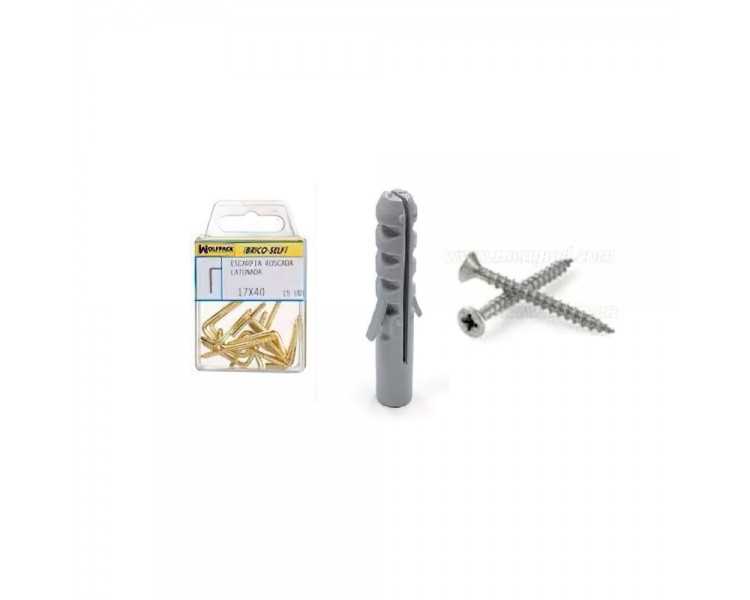 Taco Nº 6 Con Tornillos Cabeza Plana Zincado 4,5x40 mm. 8 unidades