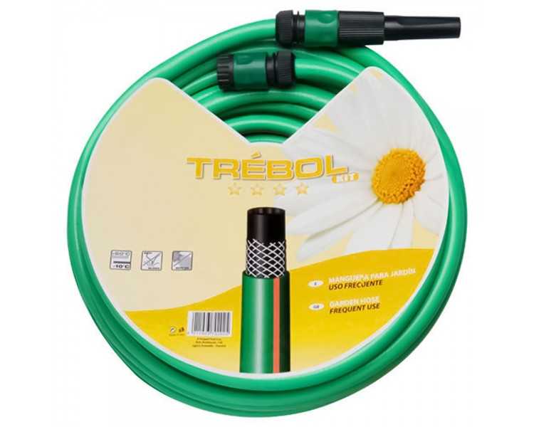 Manguera Verde Trebol Trenzado 15 mm. - 5/8" Rollo 15 metros Con Accesorios