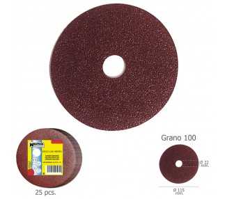 Disco Lija Hierro 115x22 mm. Grano 100 (Paquete de 25 unidades)
