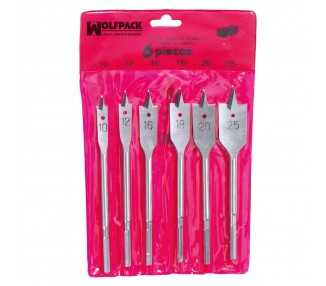 Juego Brocas Planas Madera 3 Puntas Wolfpack 6 Piezas