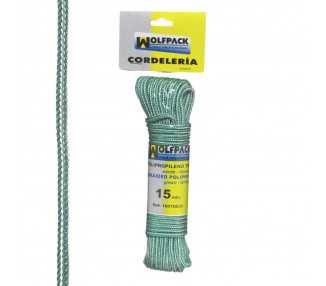 Cuerda Trenzada Polipropileno Blanca / Verde (Madeja 15 m.)