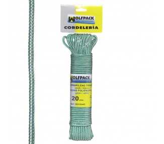 Cuerda Trenzada Polipropileno Blanca / Verde (Madeja 20 m.)