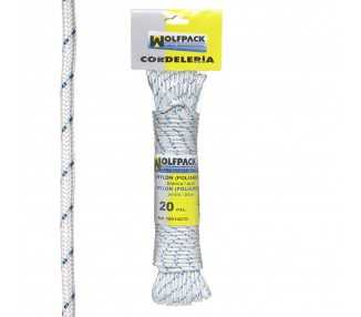Cuerda Nylon Alta Tenacidad Blanca / Azul (Madeja 20 m.)