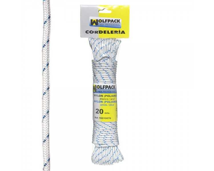 Cuerda Nylon Alta Tenacidad Blanca / Azul (Madeja 20 m.)